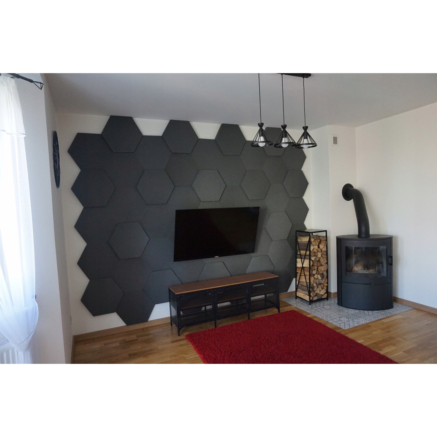 Akustický panel Hexagon zelená 50x50cmx3cm samozhášavá nehorľavá pena karus